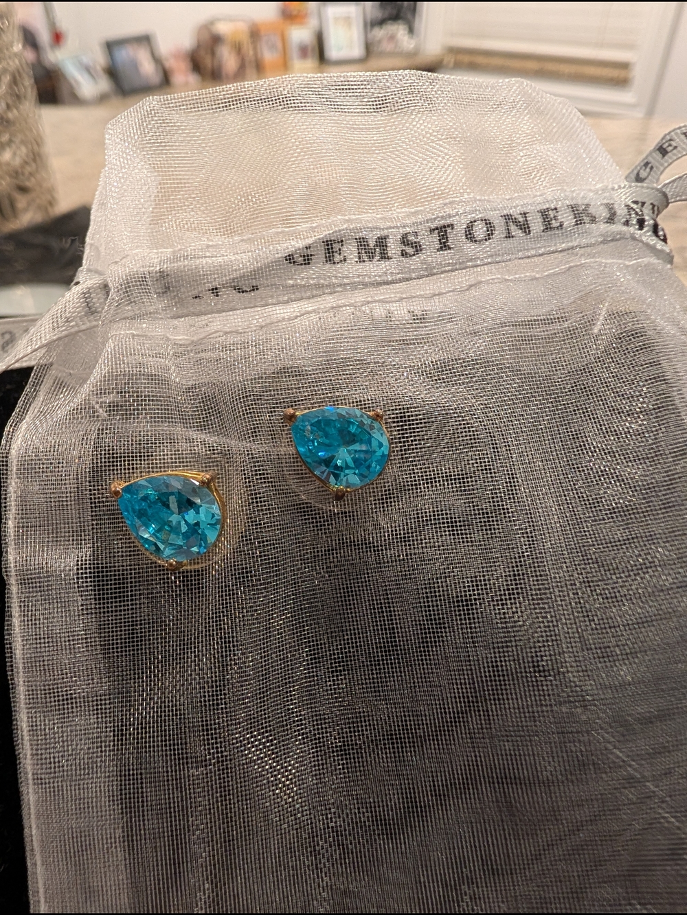 Gemstone King Blue 1 carat Teardrop Stud Earrings in 14 Carat Gold Posts